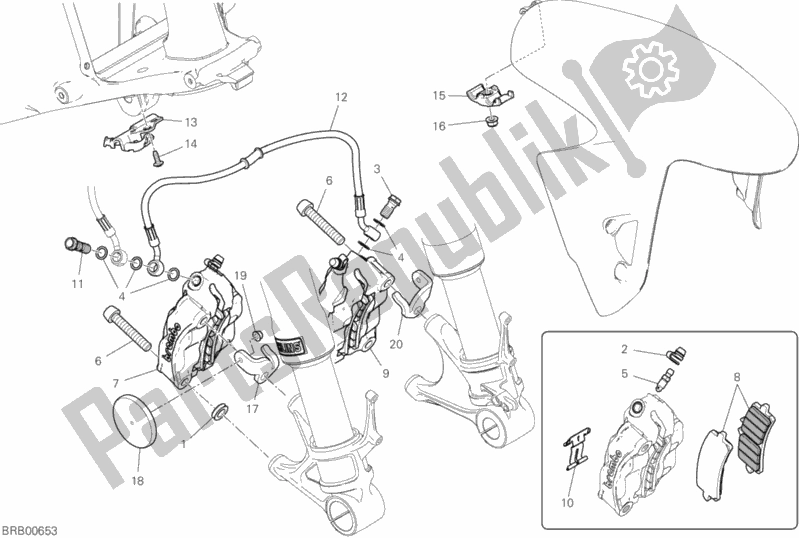 Toutes les pièces pour le Système De Freinage Avant du Ducati Superbike Panigale V4 S Thailand 1100 2019